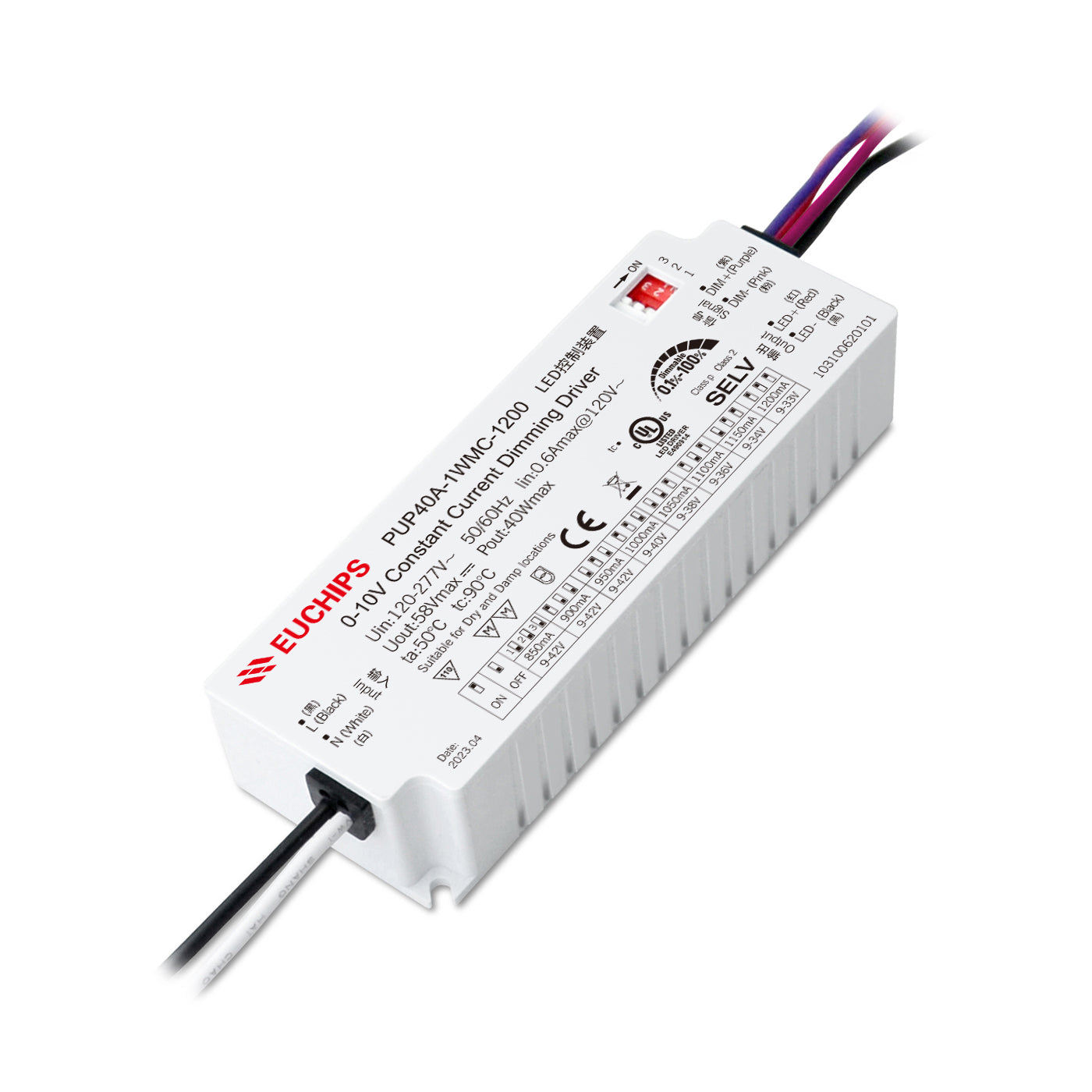 40W 850mA 0-10V CC Driver( PUP40A-1WMC-850 & PUP40A-1WMC-1200 )