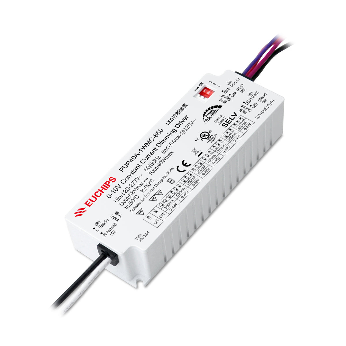 40W 850mA 0-10V CC Driver( PUP40A-1WMC-850 & PUP40A-1WMC-1200 )