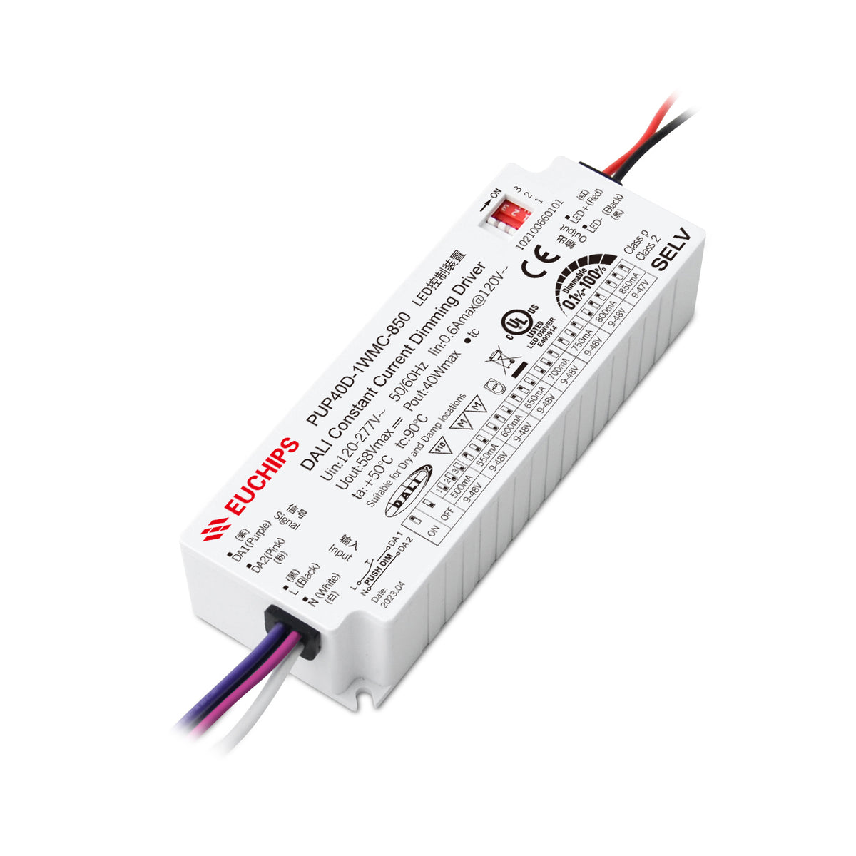 40W 850mA DALI CC Driver( PUP40D-1WMC-850 & PUP40D-1WMC-1200 )